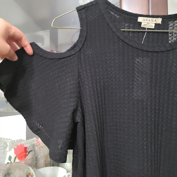 Anthropologie Women's Anama Cold Shoulder Waffle Knit Dress size Small Petite - Picture 3 of 5
